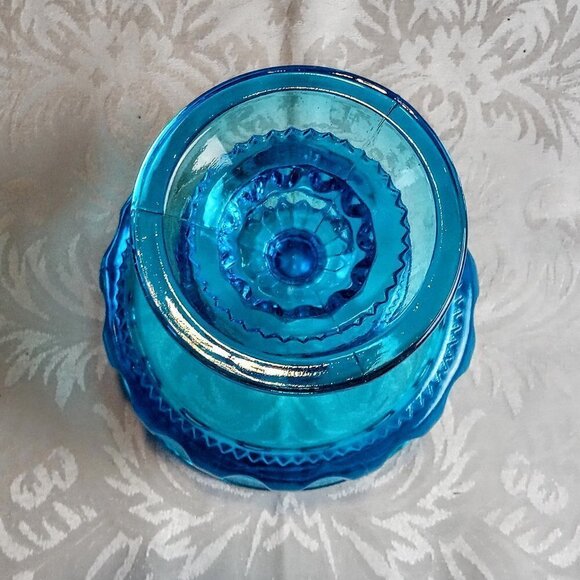 Vintage Blue Glass Footed Candy Dish Compote - Picture 4 of 5
